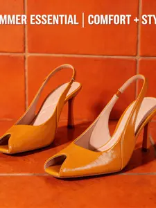 Mustard Yellow Fashion Heels Shoe Elegant Vintage Style for Women