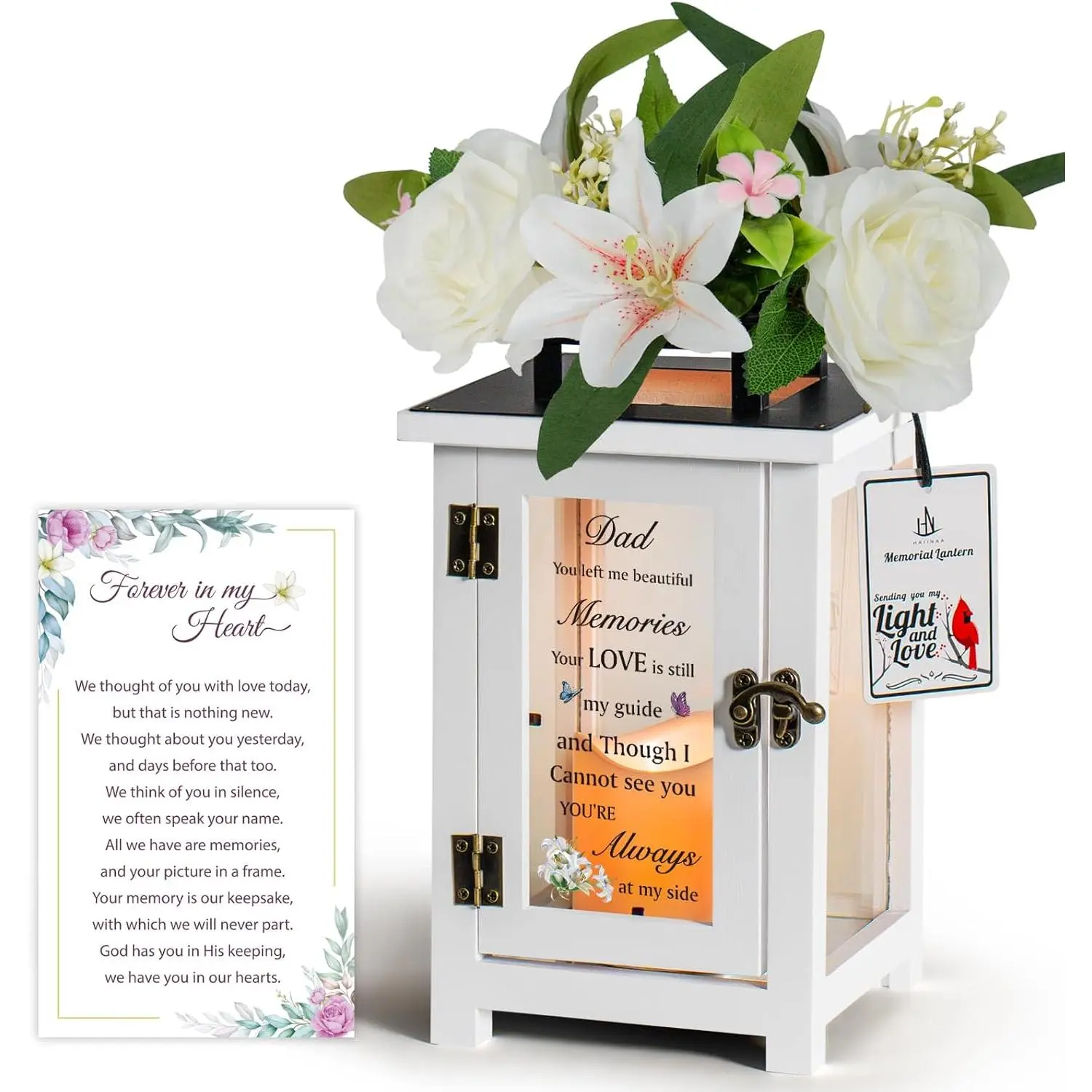 Memorial Lantern with Sympathy Lily Rose  Sympathy Bereavement  Idea for Loss of Father Dad Memorial  for Loss of Loved One