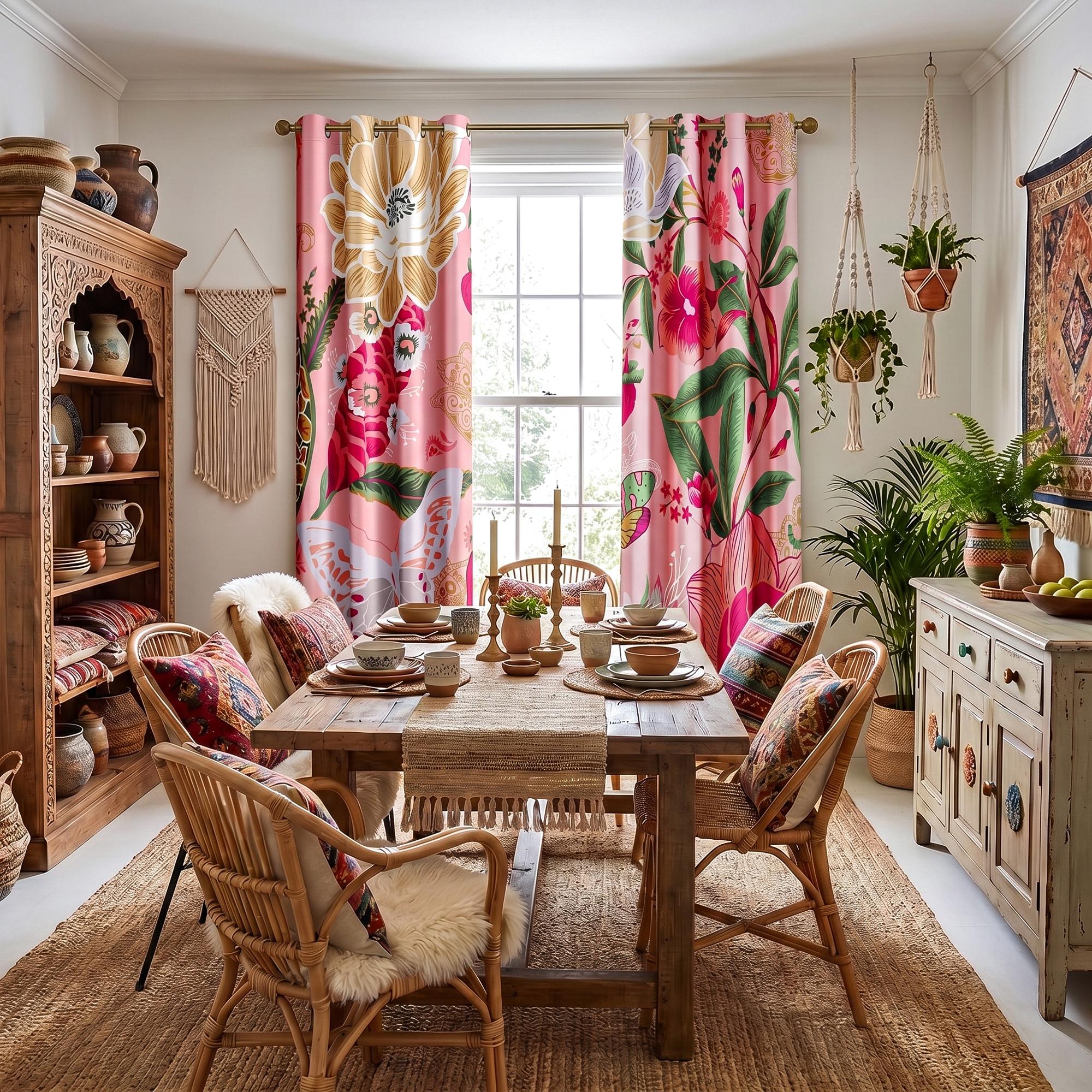 Tyrot Boho Floral 100% Blackout Privacy Grommet Curtains - 2 Panels, Mid-Century Patterned Colorful Drapes, Thermal Insulated Window Treatments, Funky Home Decor for Bedroom, Blackout Curtains, Curtains For Bedroom Tyrot Boho Floral 100% Blackout Privacy Grommet Curtains - 2 Panels, Mid-Century Patterned Colorful Drapes, Thermal Insulated Window Treatments, Funky Home Decor for Bedroom, Blackout Curtains, Curtains For Bedroom