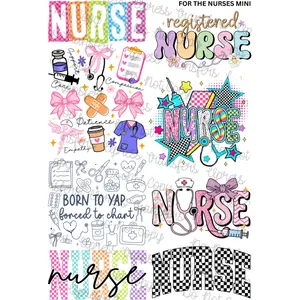 For the Nurses Mini DTF Transfer Gang Sheet 24.5" wide x 36" long. Direct To Film Mini Gang Sheet