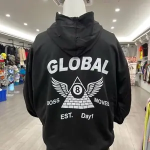 GLOBAL BOSS MOVES Cashflow Pullover Hoodie - Black with White Logo - Est Day1 - Comfortable & Stylish