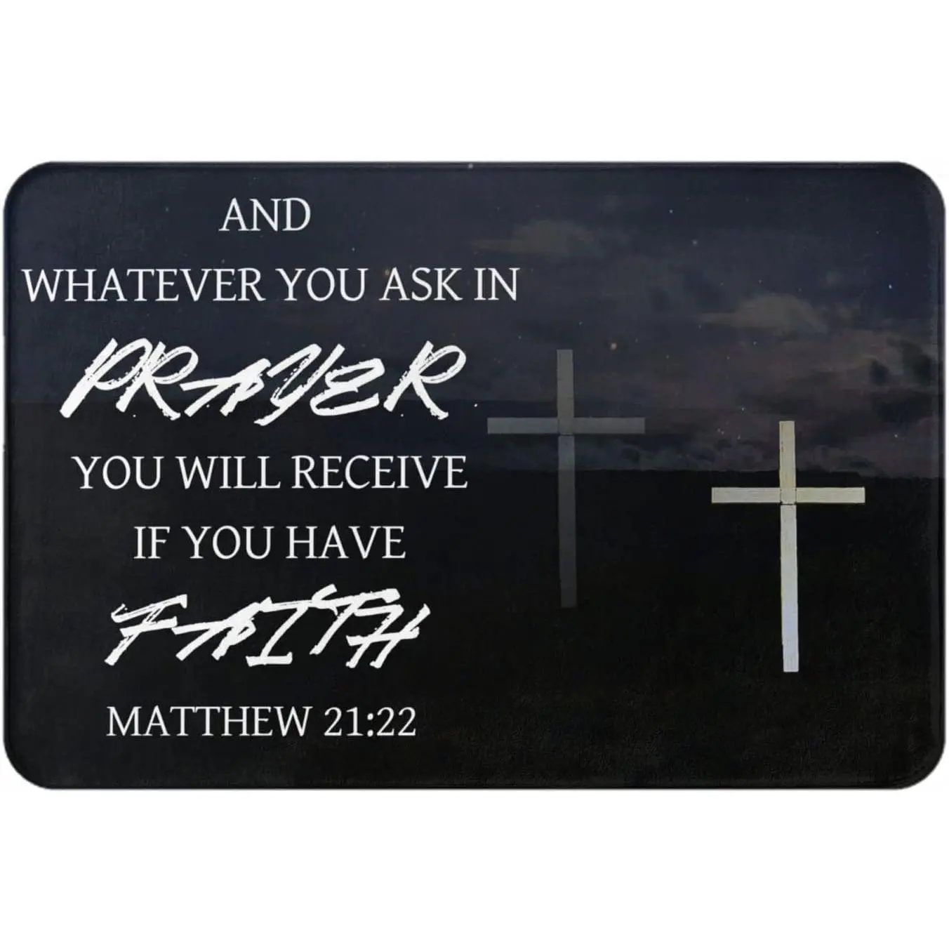 Christian Polyester Flannel Prayer Kneeling Pad - Hot Pressed Bond, 1-Piece, Matthew 21:22 Scripture Print, Soft Support Mat for Christian Practice, Suitable for Bathrooms/Kitchens