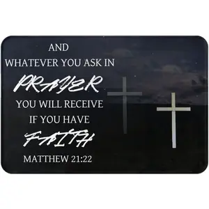Inspirational "Prayer & Faith" Flannel Prayer Kneeling Pad, Matthew 21:22 Scripture, Soft Support Mat for Christian Practice