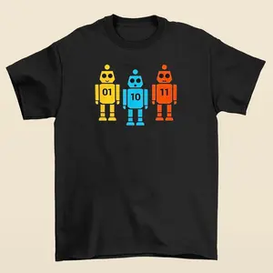 Binary Robot Code Graphic Tee Funny Sci Fi Nerd Shirt Streetwear Aesthetic