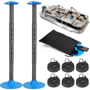 2 Pcs Windproof Boat Cover Support Pole System, 8 Adjustable Heights 18"-57" Telescoping Steel Support Poles Come with Straps and Storage Bag