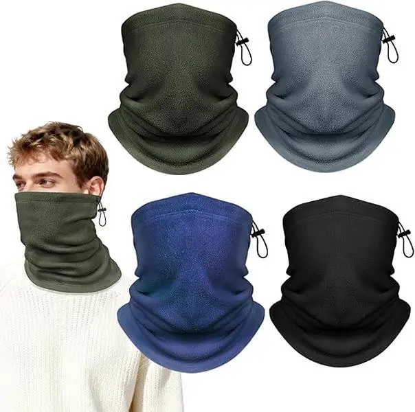 Unisex Youth 4-Pack Winter Windproof Fleece Neck Gaiters - Thermal Ski Mask for Cold Weather Sports, Work