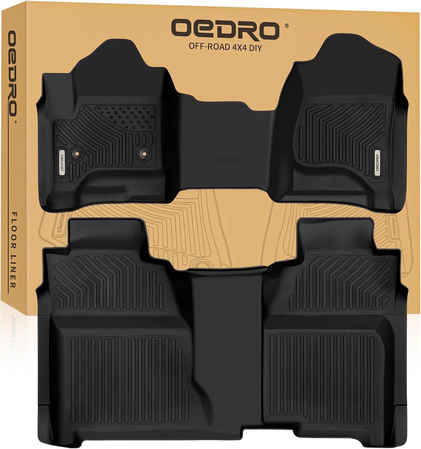 YITAMOTOR TPE All-Weather Floor Mats for Chevy Silverado/GMC Sierra 1500 Crew Cab, Chevy Silverado/GMC Sierra 2500 HD/3500 HD Crew Cab 1st & 2nd Row