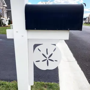 16 Inch Mailbox with Decorative Porch Bracket, Beach Coastal Theme Mailbox Decor, Made in USA