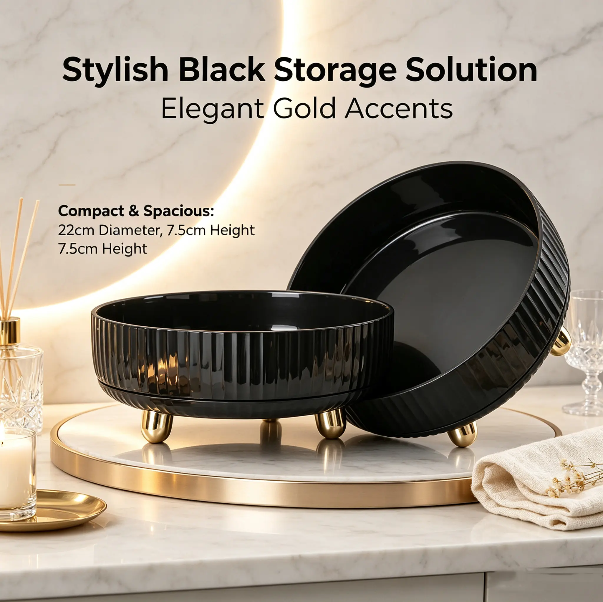 Modern Black 360° Rotating Makeup Organizer, Multifunctional Perfume and Skincare Storage Tray for Bathroom Vanity Countertop, Gift for Women, Perfumes For Women, Organizing Makeup, Ideal Gift For Women