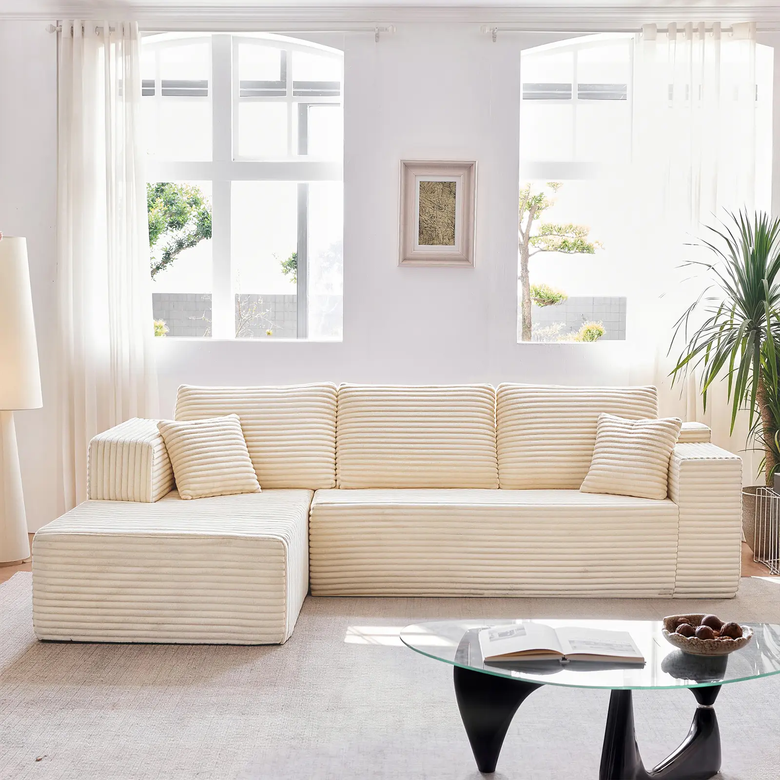 [2 Packages Shipping]Cloud Modular Sectional Couch L-Shape Sectional Couches for Living Room，Modern Apartment Living Room & Bedroom Sofa Set, No Assembly Velvet Plush Sectional Sofa conference fur nature