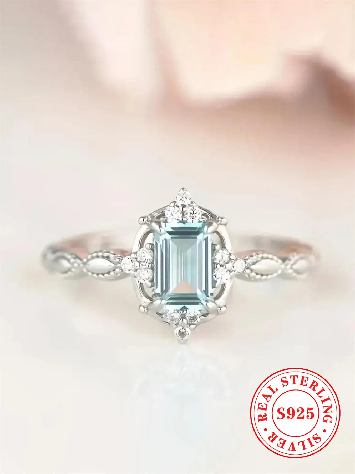 S925 Sterling Silver Square Shaped Artificial Zircon Decorative Ring, 2024 New Style Jewelry for Women, Trendy All-match & Exquisite Jewelry for Birth