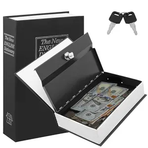Diversion Book Safe with Key Lock, Secret Metal Lock Box, Collection, Money Hiding Box, 1.7" x 3.14" x 4.52", Black Large