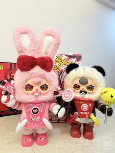 Baby Three-1000% ember pink  bunny Plush Blind Box ，Bunny Plush Dolls，Soft Furry Collectibles，Backpack or clothing decoration，Blind bag ，Stuffed Animals