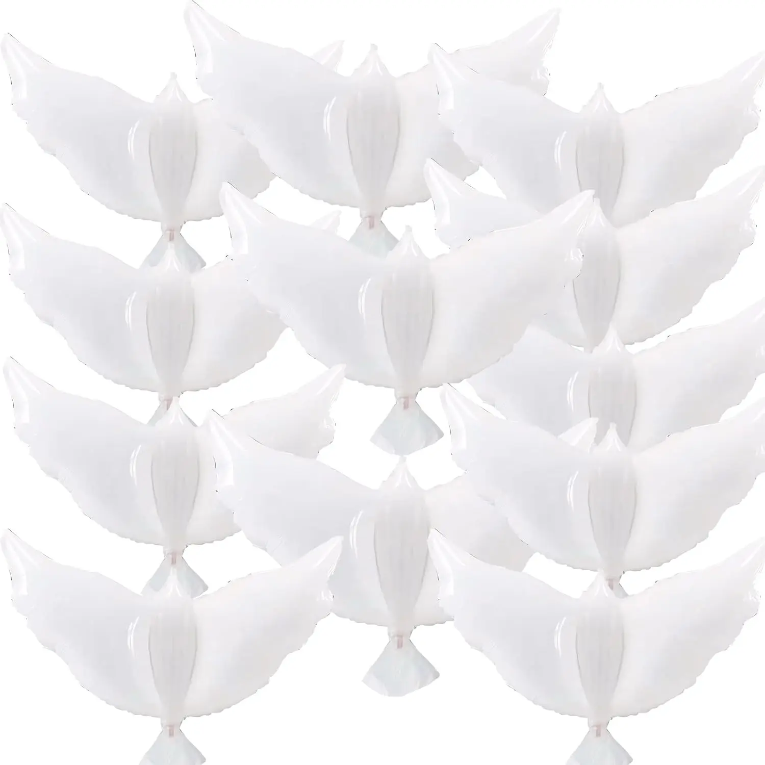 12-Piece 36in Large White Peace Dove Aluminum Foil Balloons Pack, Set for Wedding, Funeral Memorials Party Decorations Supplies (Home & Festive Party Supplies)