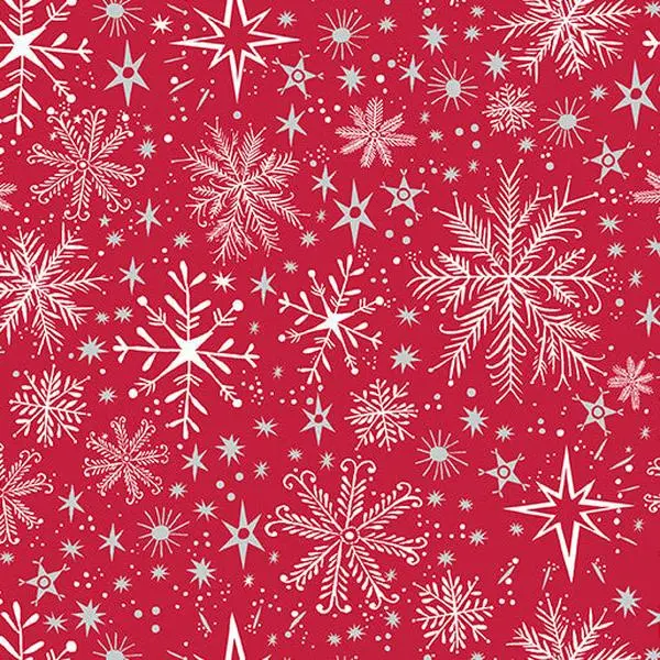 Fabric Benartex Red Snow Frost Pearlescent Magical Season by the Quarter Yard 16727P-10