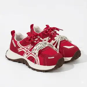 AOPLUS Women's Y2K Chunky Platform Sneakers | Viral Retro Aesthetic Red Shoes. Get an Instant Height Boost, Cloud Comfort & Breathable Mesh. Perfect Anti-Slip Casual Streetwear Walking Shoes for Girls Everyday OOTD & Trendy Fashion Fits.