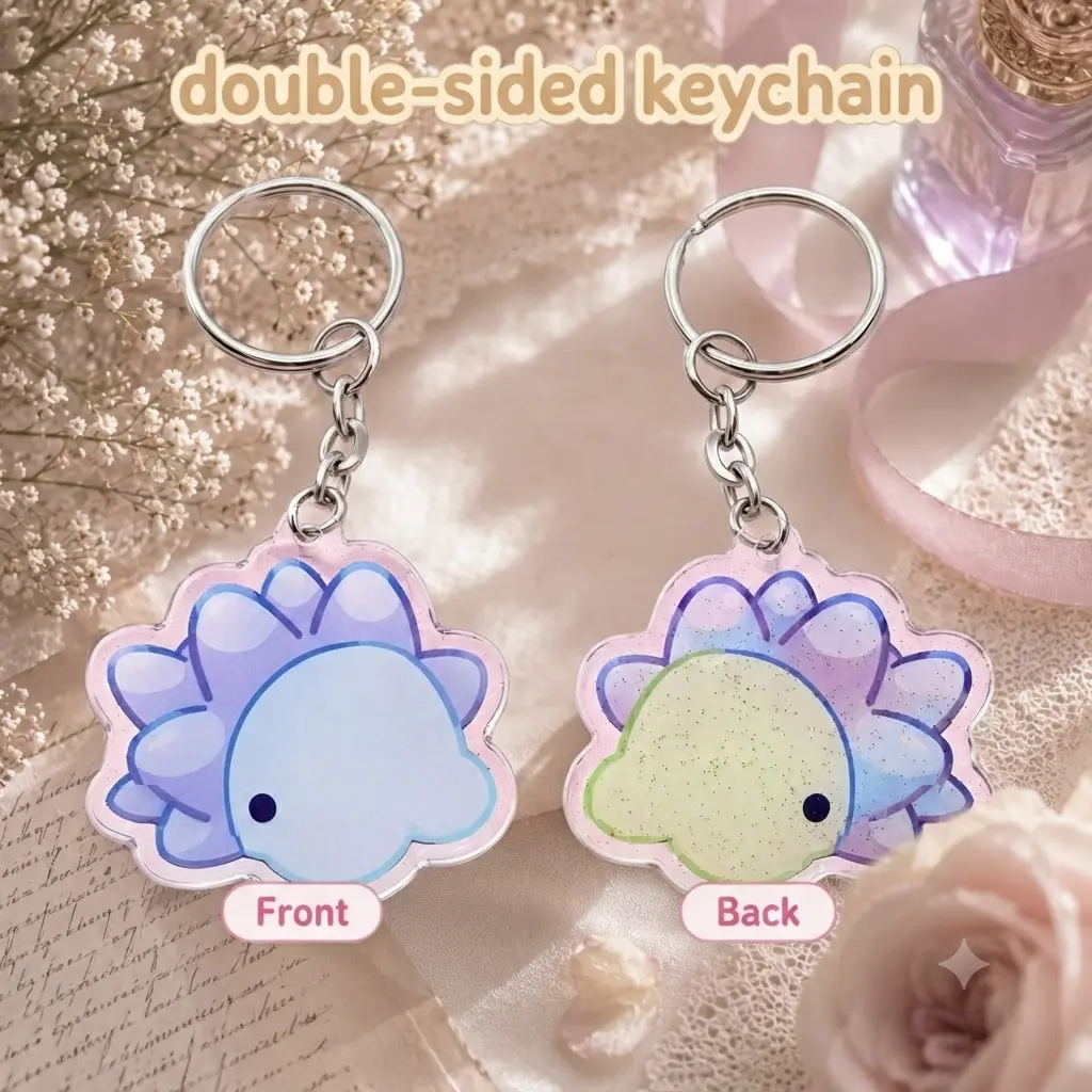 Double Sided Acrylic Keychain Cute Cartoon Character Pendant Clear Bag Charm Aesthetic Accessories For Gift