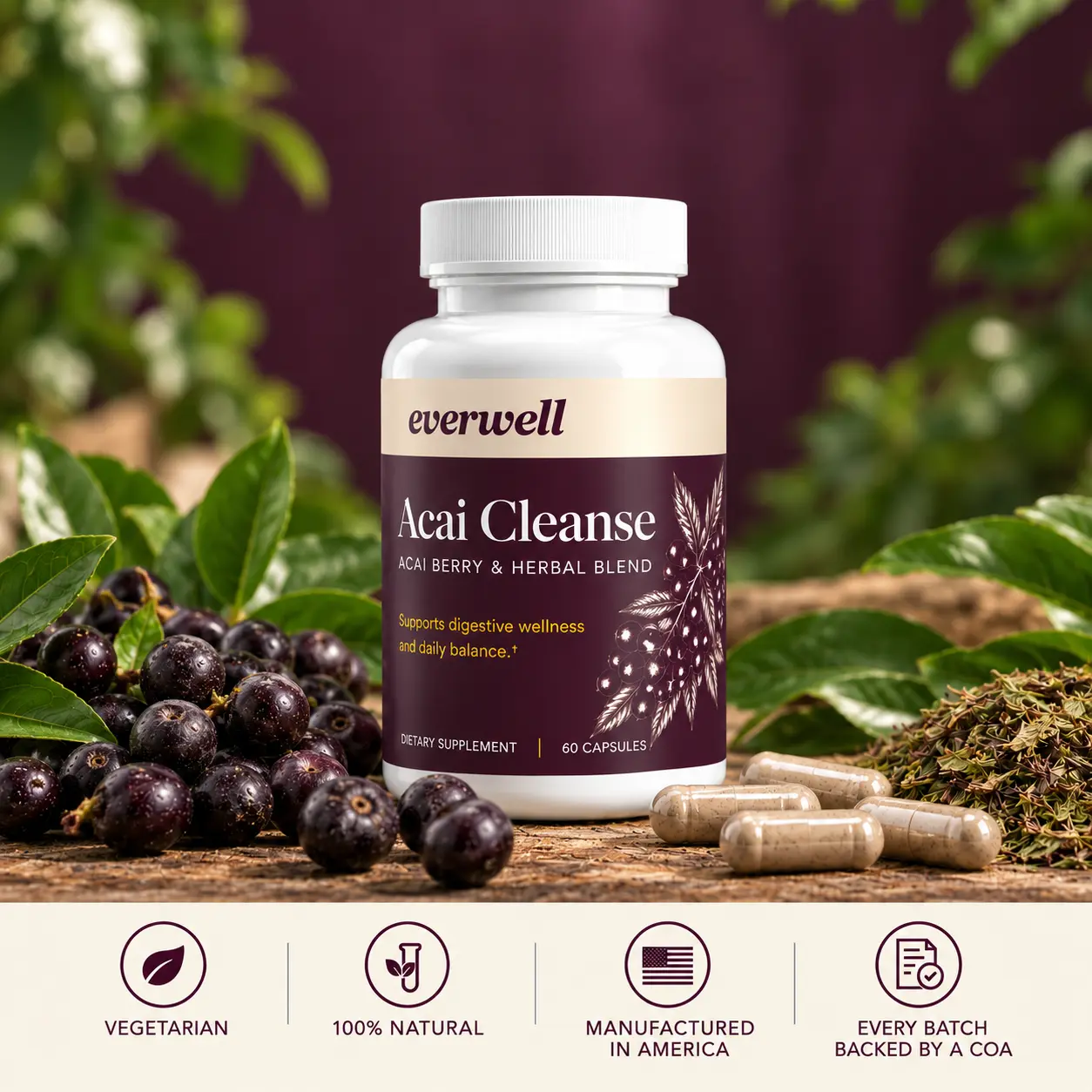 Acai Cleanse Wellness Supplement, Natural Detox Support for Daily Nutritional Boost