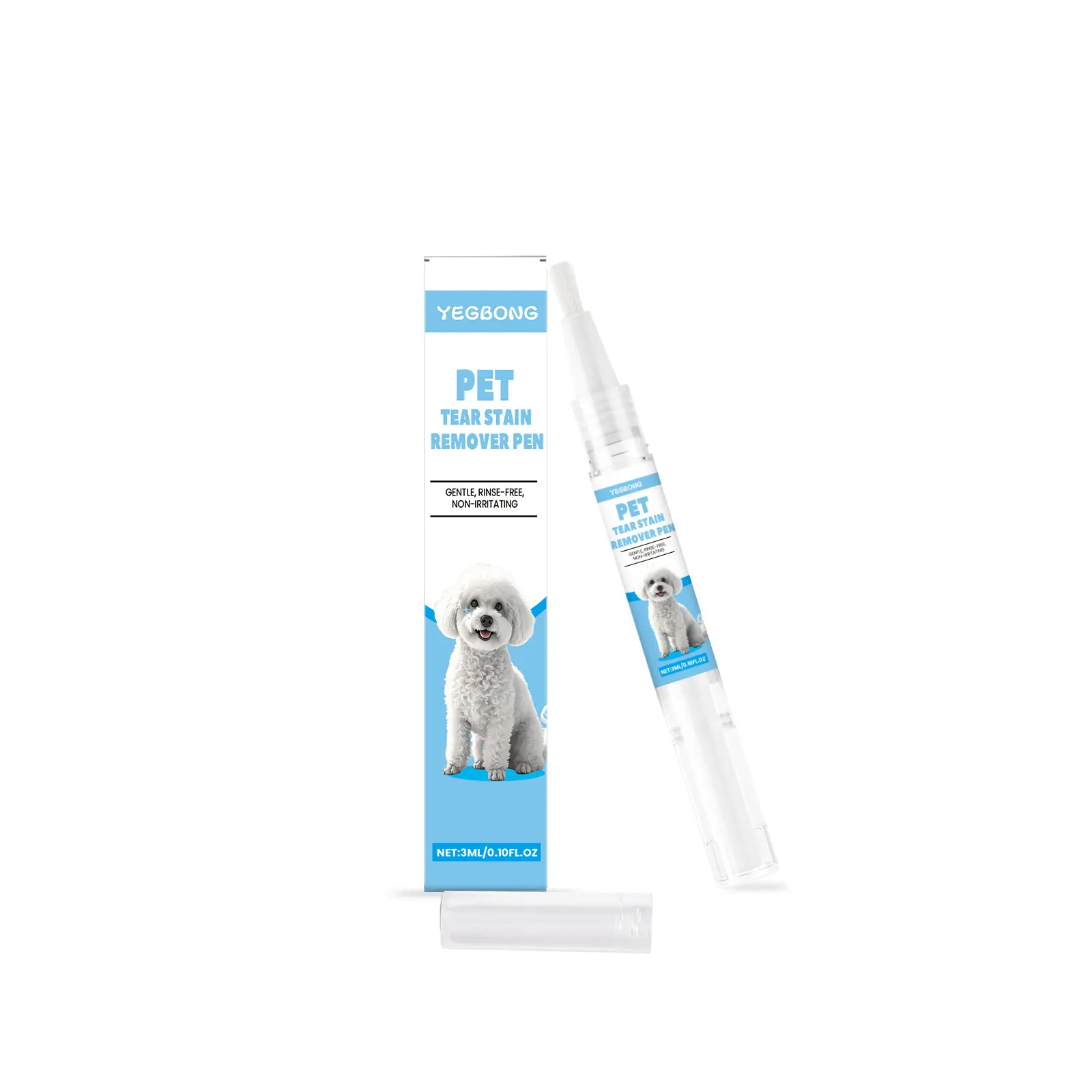 ROXGOX Glycerin-Based Pet Tear Stain Care Pen - Rotating Tip Format, Gentle 1,2-Hexanediol Formula, Rinse-Free Non-Irritating Solution for Lightening Stains in Cats & Dogs