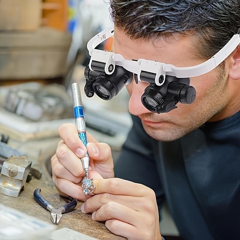 Topoptical Headband Magnifier with LED Light, 8x 15x 23x Magnification, Handheld-Free, Ideal for Watch Phone Repair Jewelry Inspection