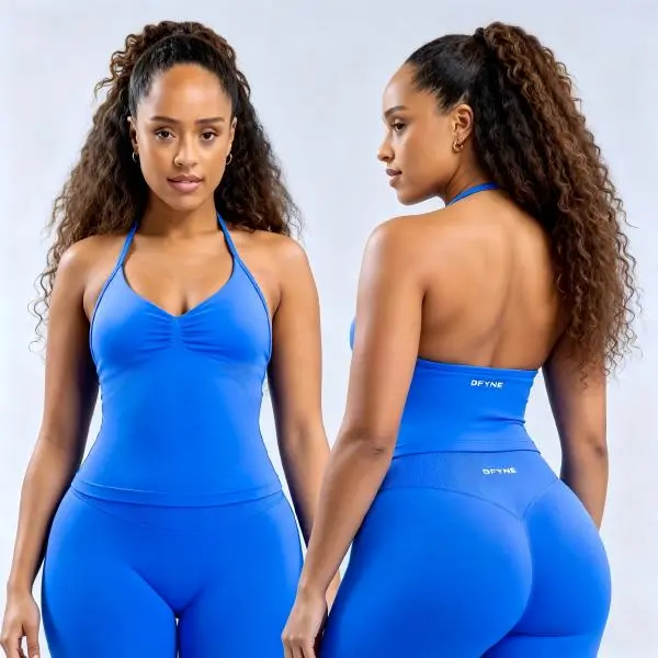DFYNE Longline Strappy Top  Shorts Set- Seamless shaping design, hip-lifting design, women's sportswear set, suitable for various occasions such as yoga, fitness, cycling, hiking, running, sports, and outdoor leisure, Female, Casual, Cold Minimalist, Ligh