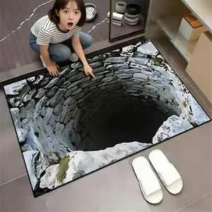 3D Visual illusion rug, Bath mats, bathroom non-slip mat, Bathroom floor mat, 3D stereoscopic abyss visual effect anti-slip doormat, machine washable easy to clean, suitable for bathroom, kitchen, entrance