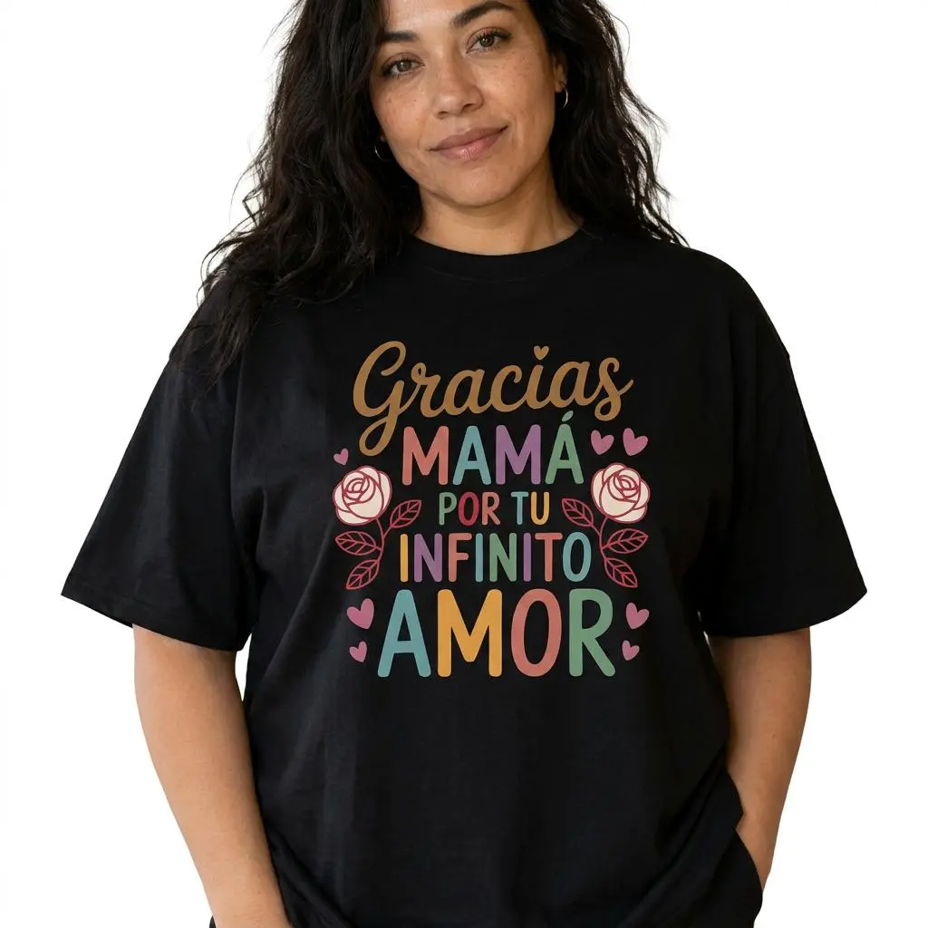 Gracias Mama Shirt Women Latina Mom Graphic Tee Plus Size Mother Gift