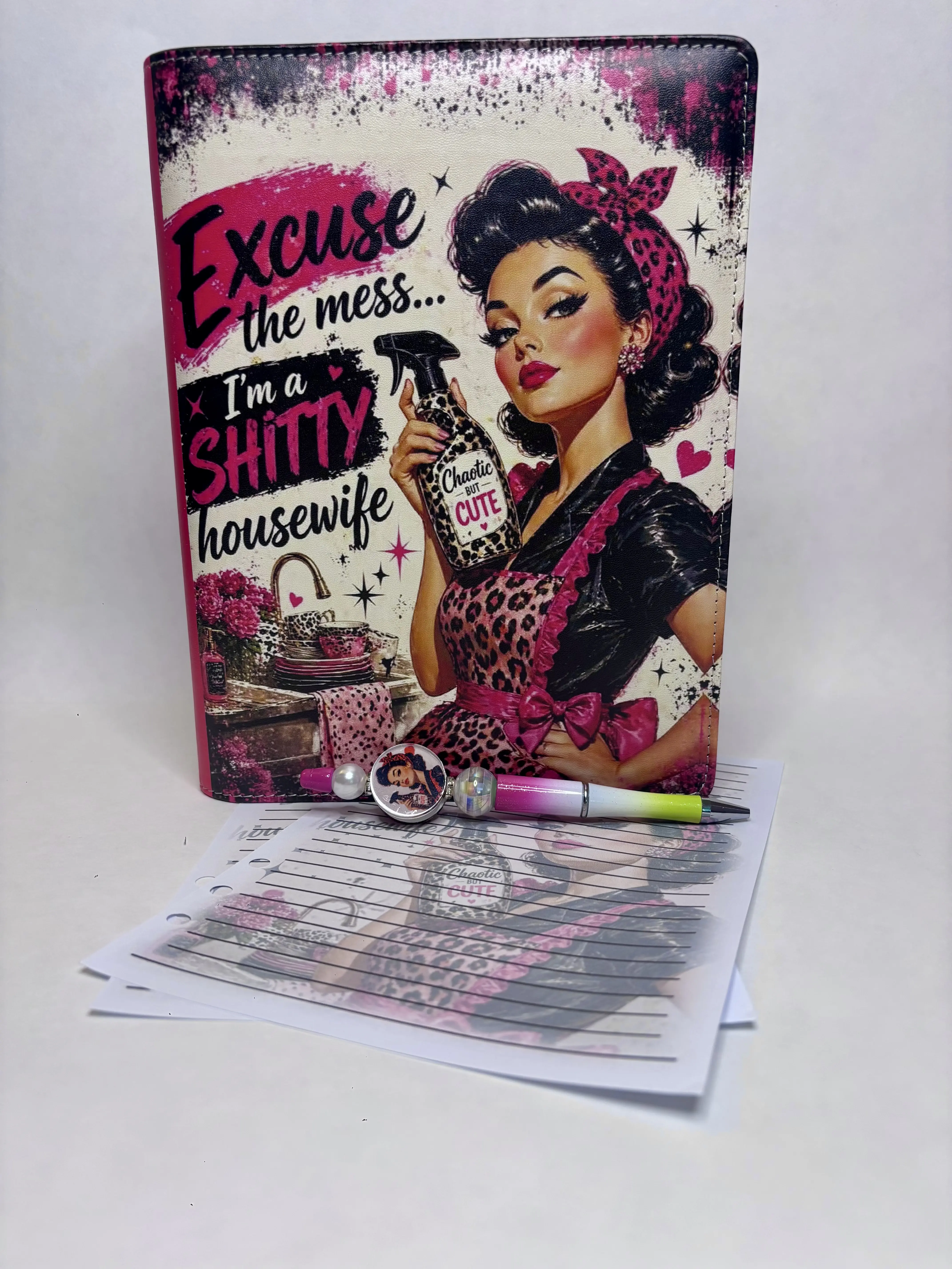 Excuse the Mess Binder Bundle - A5 Binder, Matching Paper, Beaded Pen -  Limited Stock