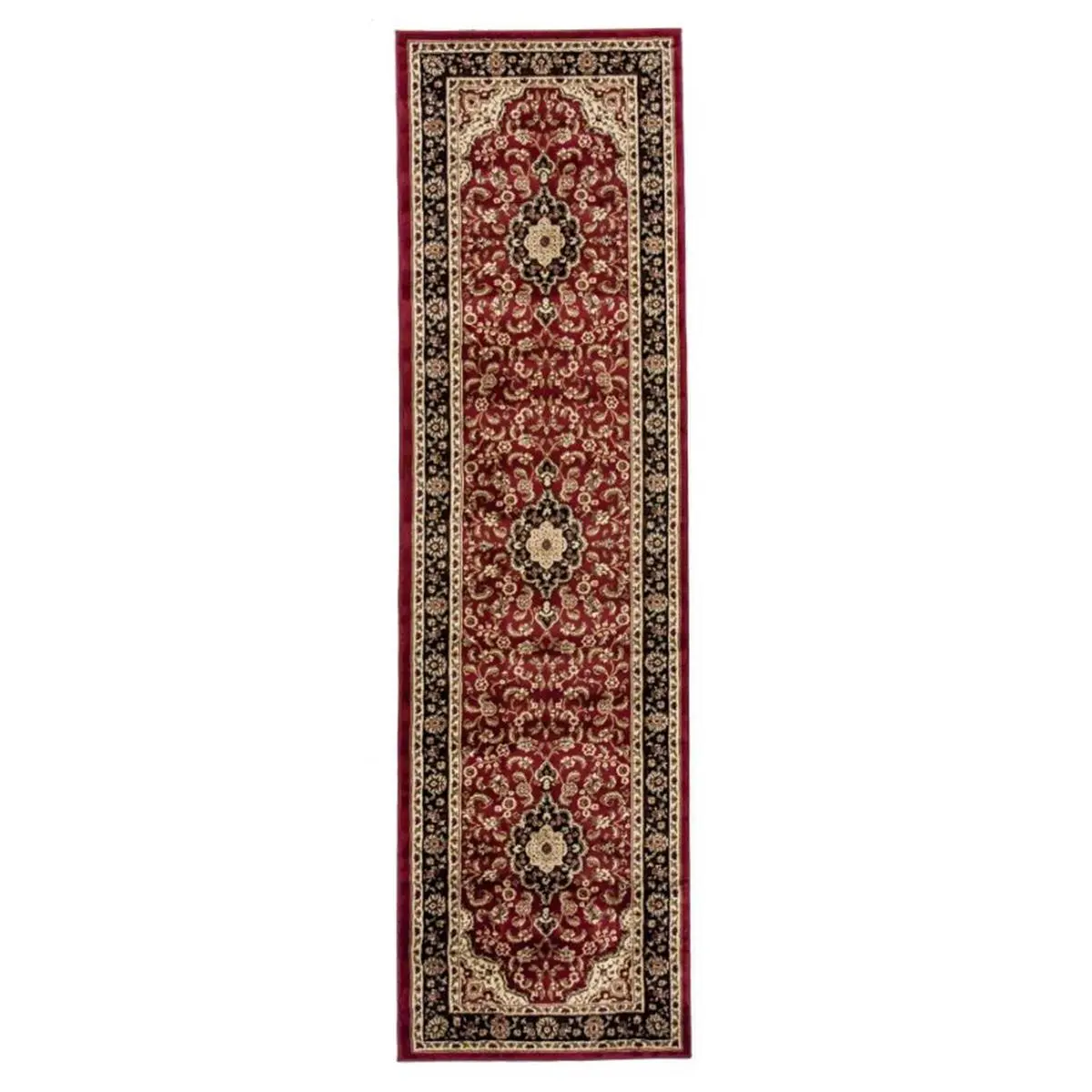 Infinity Home Medallion Kashan Red Traditional Handmade Look Heat-Set Pile Decorative Area Rug, 2ft3in x 9ft6in Modern Floor Rug Runner 54100, Hallway Rug, Indoor Area Rug