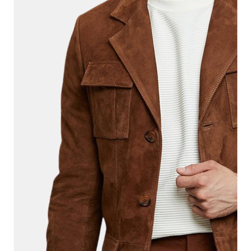 Dalbert Men's Brown Suede Leather Blazer