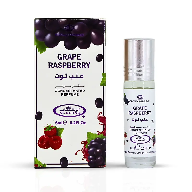 Grape Raspberry Perfume Oil CPO 6ML (0.2 OZ) By Al Rehab | Fruity, Floral, Sweet, Vibrant Fragrance.