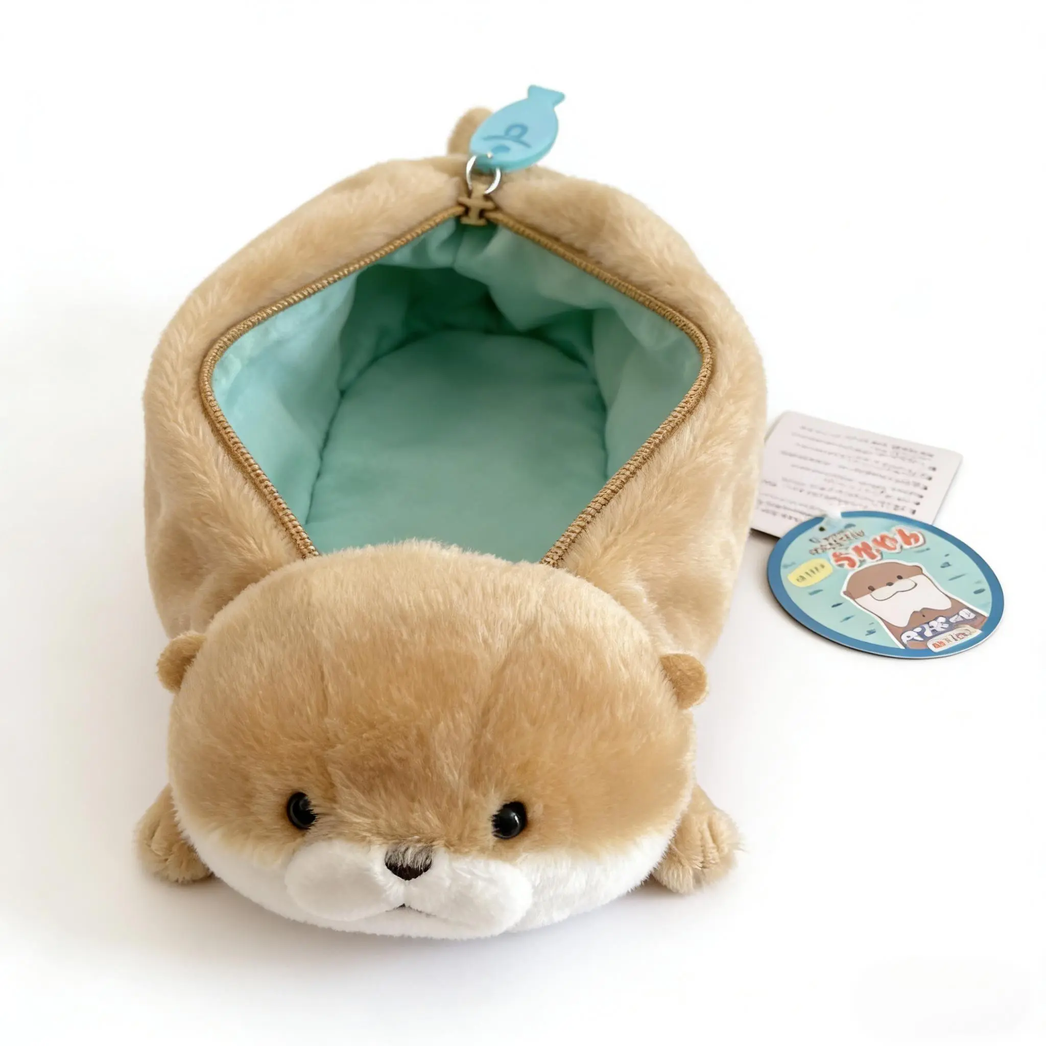 Cute Otter Plush Pencil Case, Ins Style Stuffed Animal Pencil Holder, Large Capacity Storage Bag for Students, Zippered Bag, Cute Look, Otter Shape, Cartoon, Cute Little Otter Plush Toy