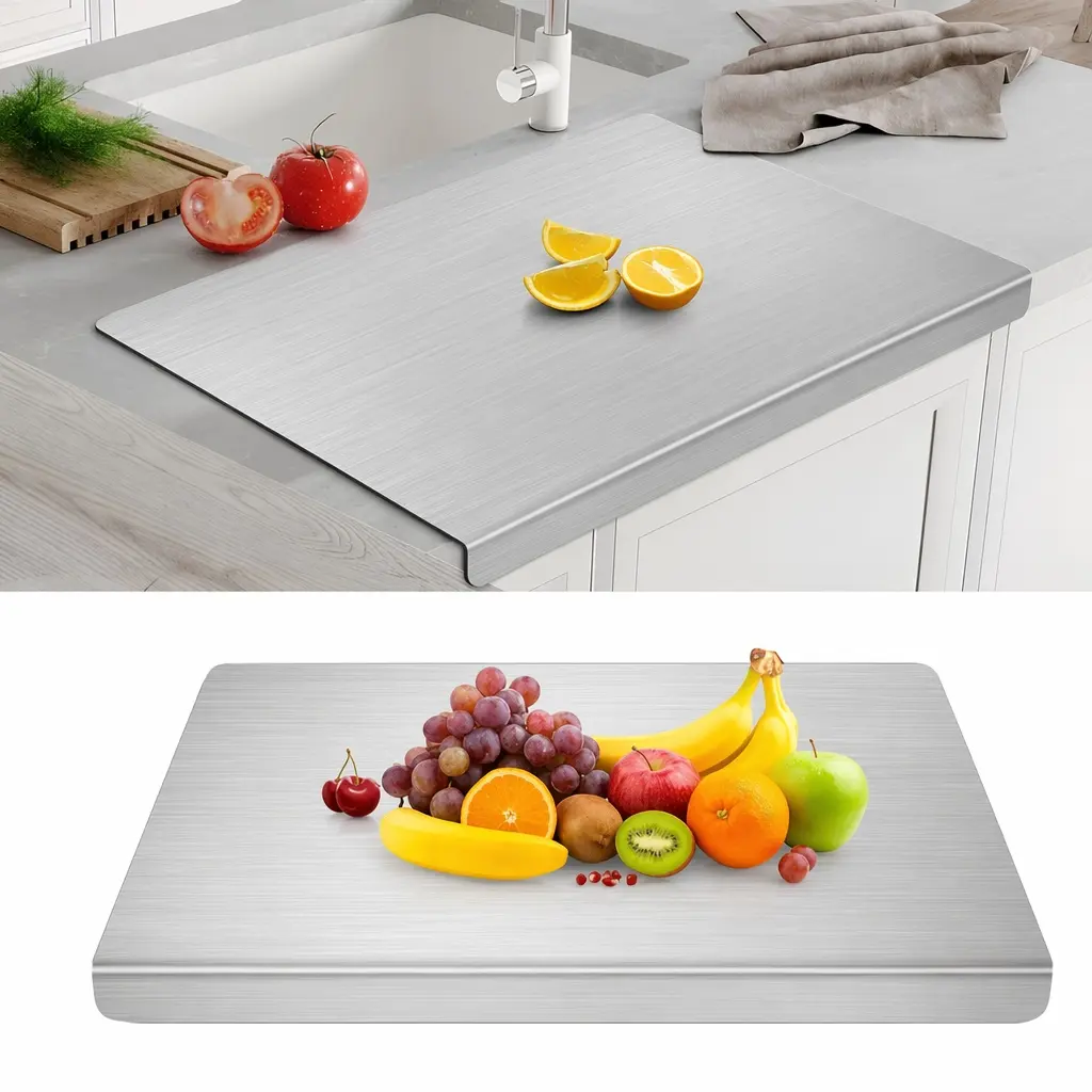 Stainless Steel Cutting Board - Solid Metal, Anti-Slip, Sturdy Kitchen Chopping Block for Household Food Preparation, Cutting Boards for Kitchen Everyday Use