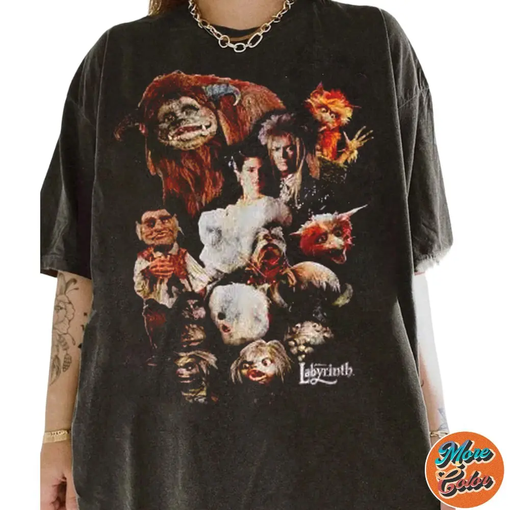 Labyrinth Characters Vintage T-shirt, Holiday Sweatshirt, Cotton Unisex T-shirt, Crew Neck, Size S- 3xl, Menswear Top, Womenswear Top Underwear Streetwear