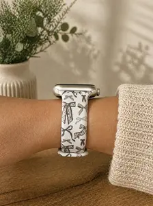 Neutral Bow Apple Watch Band – Cute Minimal Silicone Strap – Soft & Comfortable