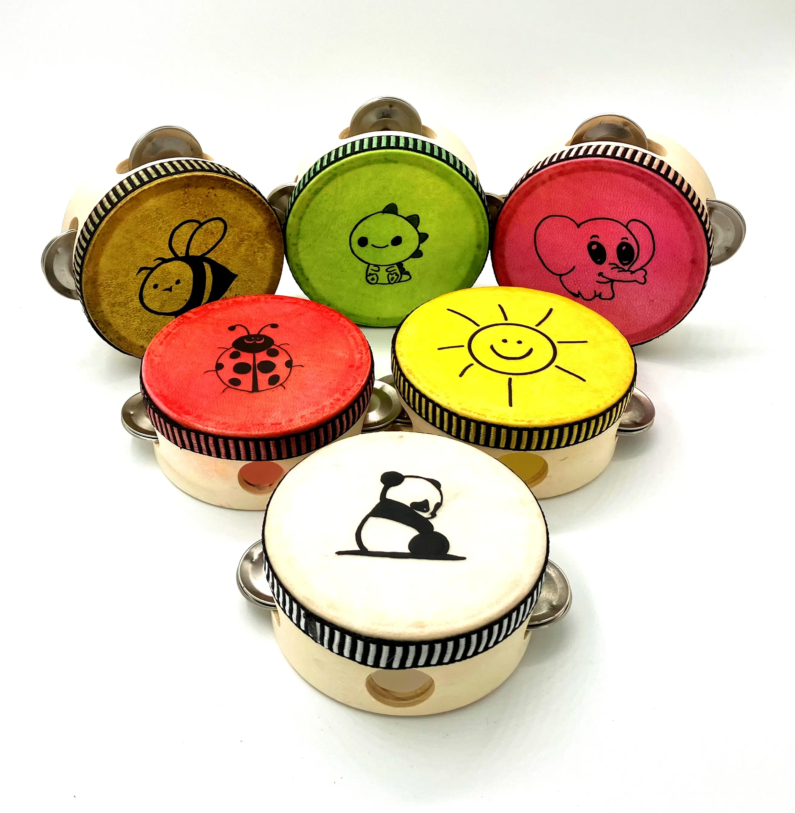 Child Tambourines Mini Tambourines Hand dyed and Painted Artwork and optional Display Stand