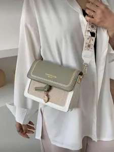 Women's Fashion Crossbody Bag, Multifunctional New Style, Casual Colorblock Design, Small Square Bag, Wide Shoulder Strap, Flap Square Bag, Perfect for Parties