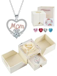 Heart Crown · Claddagh Grace Original simple & stylish MOM heart gem necklace with sweet design.Paired with a surprise double-door preserved rose jewelry gift box.Ideal gift for birthdays, Mother’s Day and Valentine’s Day.