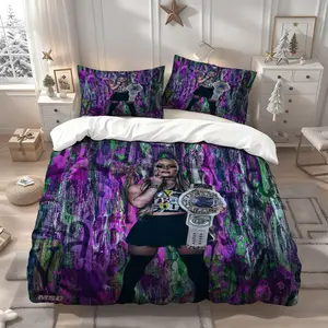 3pcs WWE Theme pattern printing, exquisite patterned three-piece bedding set, quilt cover and pillowcase, soft and comfortable, perfect for home bedroom room, suitable for all seasons, best home party gift, and 1, 1 Duvet Cover + 2 Pillowcases (No Insert)