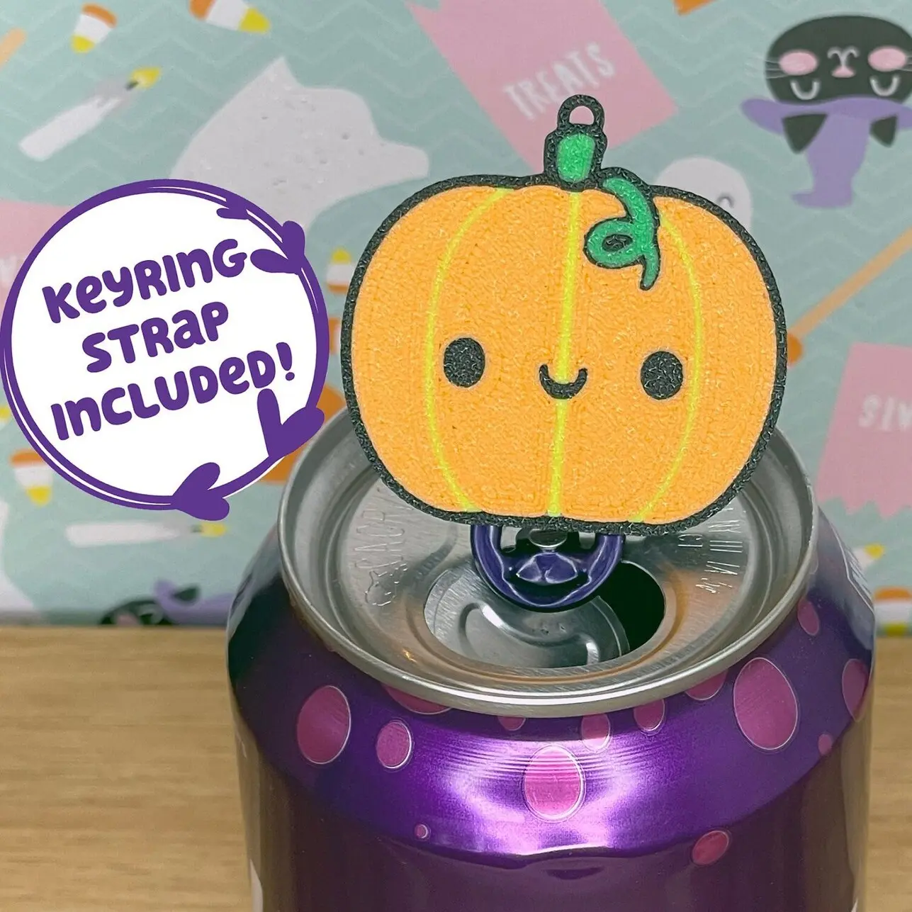 Tab Buddies Pumpkin - Cute Soda Can Tab Opener with Keychain strap - Unique Trick or Treat Toy Swag - Fall Lovers Present - Handy Kids Autumn Gift