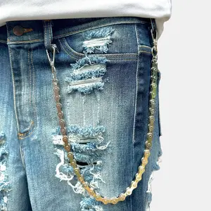 Men's Silver/Black Bike Motorcycle Pant Chain – Stylish Accessory for Jeans