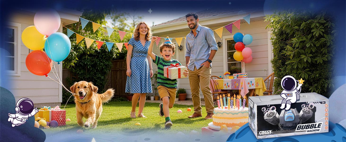 Cossy Rechargeable Bubble Machine, 360° Automatic Rotation Bubble Machine for Kids, Bubble Maker with Remote Control, RGB Lights & 20000+ Bubbles Per Minute, Outdoor Toys Games for Kids/Adults