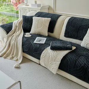 1 Pc Modern Geometric Sofa Cushion Cover Pad, Non Slip Washable Couch Protector Throw Blanket, Thickened Pet Friendly Sofa Slipcover, Removable Washable Slipcovers, Living Room Sofa Mat for Armchair, Loveseat & Sectional Furniture