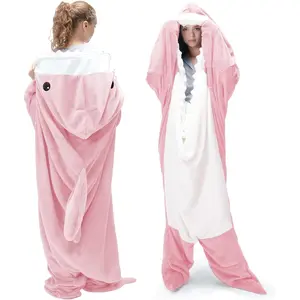 Blanket Onesie for Adult Super Soft Cozy Flannel Throw Wearable Blanket Hoodie, Cartoon  , Sleeping Bag   Costume Blanket Gifts for  Lovers (,S)