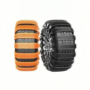 Reusable Snow Tire Anti-Slip Chains, Portable Zipper Straps, Durable Plastic Anti-Slip Chain Set, Suitable for Cars Suvs Motorcycles