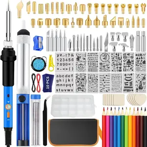 116pcs Wood Burning Kit Professional Wood Burning Tool with Soldering DIY Creative Tools Adjustable Temperature 220~480℃ Wood Burner Soldering Pen for Carving Pyrography Great Fathers Day Gift