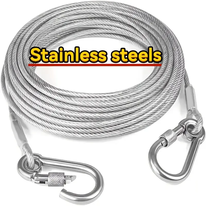 1pc 3m/5m/9m Stainless Steel Portable Clothesline Set – Durable Bite-Resistant Wire Rope Drying Rack for Indoor & Outdoor Laundry, Camping, Dorm Rooms & Bathrooms, Laundry Products; Space-Saving Rotating Clothes Drying System with Easy-Hang Hooks