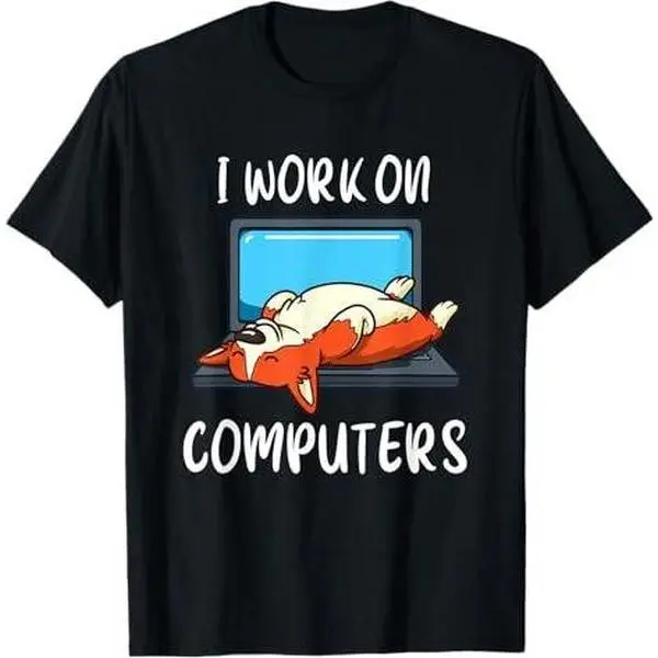 Funny Corgi Programmer Coding Shirt Work From Home Tech Gift T-Shirt