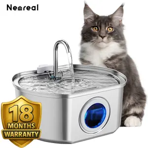 Upgrade From a Bowl to a Fountain NEAREAL Automatic Pet Water Dispenser with Multiple Filtration Stainless Steel Fountain with LED Window for Cats and Dogs Encourages Hydration Daily CozyVibes