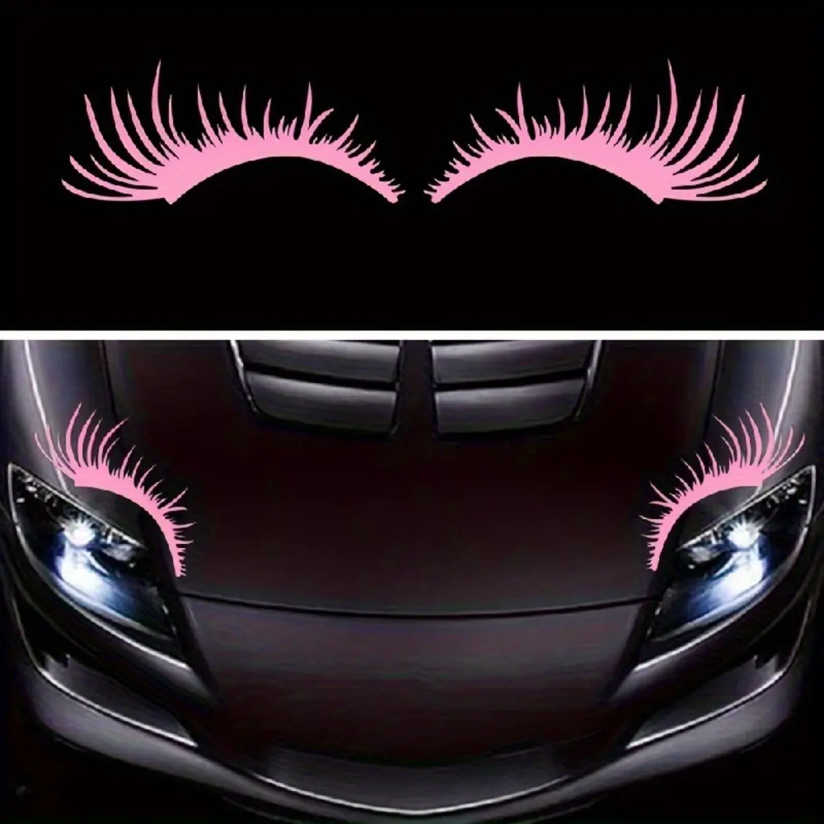 QF145-2pcs/1 Set Car Headlights Realistic Eyelashes Stickers for Car Truck Light Bumper Decoration Vinyl Waterproof Decal DIY Large Fashion Eyelash